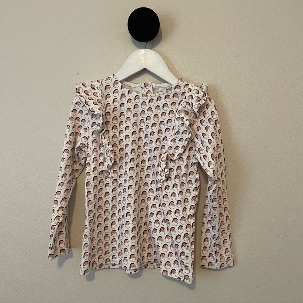 Lila and Hayes Pima Cotton Santa Head Pajama Top Size 6